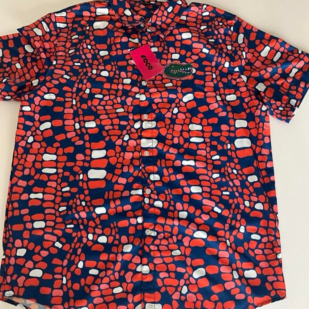 FOCO Florida Gators Button Down Shirt Mens Medium Blue Orange NCAA NWT